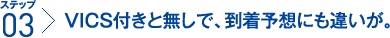 ステップ3：VICS付と無しで、到着予想にも違いが。
