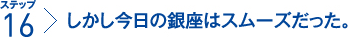 ステップ16：しかし今日の銀座はスムーズだった。