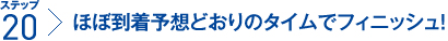 ステップ20：ほぼ到着予想どおりのタイムでフィニッシュ!